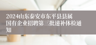 2024山东泰安市东平县县属国有企业招聘第三批递补体检通知