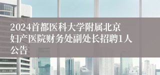 2024首都医科大学附属北京妇产医院财务处副处长招聘1人公告