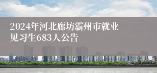 2024年河北廊坊霸州市就业见习生683人公告