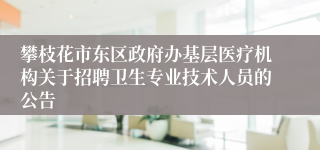 攀枝花市东区政府办基层医疗机构关于招聘卫生专业技术人员的公告