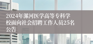 2024年漯河医学高等专科学校面向社会招聘工作人员25名公告