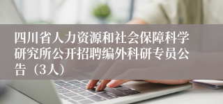 四川省人力资源和社会保障科学研究所公开招聘编外科研专员公告（3人）