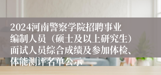 2024河南警察学院招聘事业编制人员（硕士及以上研究生）面试人员综合成绩及参加体检、体能测评名单公示