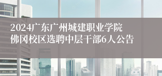 2024广东广州城建职业学院佛冈校区选聘中层干部6人公告