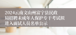 2024云南文山州富宁县民政局招聘未成年人保护专干考试拟进入面试人员名单公示