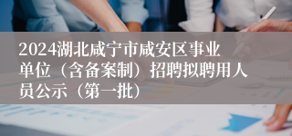 2024湖北咸宁市咸安区事业单位（含备案制）招聘拟聘用人员公示（第一批）