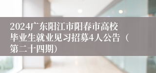 2024广东阳江市阳春市高校毕业生就业见习招募4人公告（第二十四期）