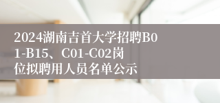 2024湖南吉首大学招聘B01-B15、C01-C02岗位拟聘用人员名单公示