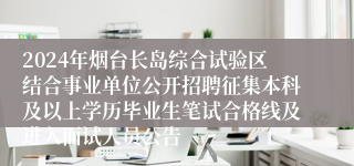 2024年烟台长岛综合试验区结合事业单位公开招聘征集本科及以上学历毕业生笔试合格线及进入面试人员公告