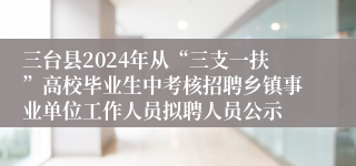 三台县2024年从“三支一扶”高校毕业生中考核招聘乡镇事业单位工作人员拟聘人员公示