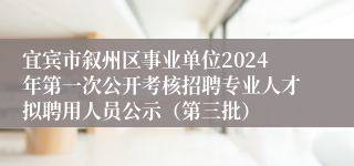 宜宾市叙州区事业单位2024年第一次公开考核招聘专业人才拟聘用人员公示（第三批）