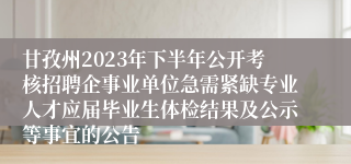 甘孜州2023年下半年公开考核招聘企事业单位急需紧缺专业人才应届毕业生体检结果及公示等事宜的公告