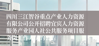 四川三江智谷重点产业人力资源有限公司公开招聘宜宾人力资源服务产业园人社公共服务项目服务岗工作人员的公告