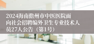 2024海南儋州市中医医院面向社会招聘编外卫生专业技术人员27人公告（第1号）