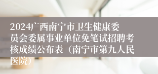 2024广西南宁市卫生健康委员会委属事业单位免笔试招聘考核成绩公布表（南宁市第九人民医院）