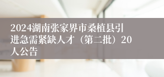 2024湖南张家界市桑植县引进急需紧缺人才（第二批）20人公告