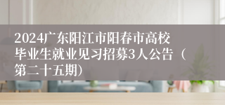 2024广东阳江市阳春市高校毕业生就业见习招募3人公告（第二十五期）