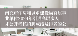 南充市住房和城乡建设局直属事业单位2024年引进高层次人才公开考核招聘成绩及排名的公告