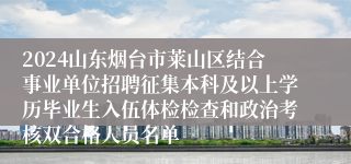 2024山东烟台市莱山区结合事业单位招聘征集本科及以上学历毕业生入伍体检检查和政治考核双合格人员名单