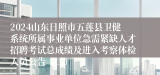 2024山东日照市五莲县卫健系统所属事业单位急需紧缺人才招聘考试总成绩及进入考察体检人员公告（二）