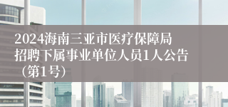 2024海南三亚市医疗保障局招聘下属事业单位人员1人公告（第1号）