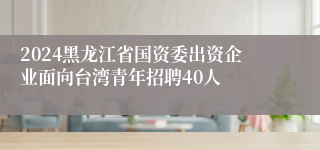 2024黑龙江省国资委出资企业面向台湾青年招聘40人