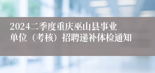 2024二季度重庆巫山县事业单位（考核）招聘递补体检通知