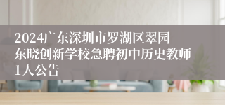 2024广东深圳市罗湖区翠园东晓创新学校急聘初中历史教师1人公告