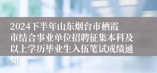 2024下半年山东烟台市栖霞市结合事业单位招聘征集本科及以上学历毕业生入伍笔试成绩通知