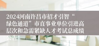 2024河南许昌市招才引智“绿色通道”市直事业单位引进高层次和急需紧缺人才考试总成绩公告