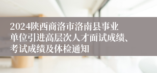 2024陕西商洛市洛南县事业单位引进高层次人才面试成绩、考试成绩及体检通知