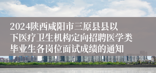 2024陕西咸阳市三原县县以下医疗卫生机构定向招聘医学类毕业生各岗位面试成绩的通知