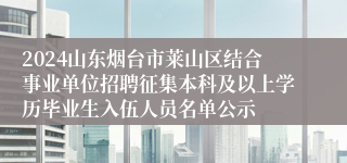 2024山东烟台市莱山区结合事业单位招聘征集本科及以上学历毕业生入伍人员名单公示