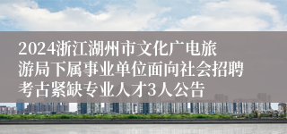 2024浙江湖州市文化广电旅游局下属事业单位面向社会招聘考古紧缺专业人才3人公告