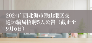 2024广西北海市铁山港区交通运输局招聘5人公告（截止至9月6日）