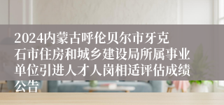 2024内蒙古呼伦贝尔市牙克石市住房和城乡建设局所属事业单位引进人才人岗相适评估成绩公告