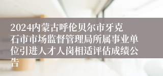 2024内蒙古呼伦贝尔市牙克石市市场监督管理局所属事业单位引进人才人岗相适评估成绩公告