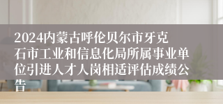 2024内蒙古呼伦贝尔市牙克石市工业和信息化局所属事业单位引进人才人岗相适评估成绩公告