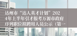 达州市“达人英才计划”2024年上半年引才报考万源市政府序列职位拟聘用人员公示（第一批）