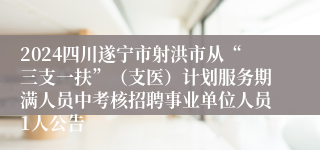 2024四川遂宁市射洪市从“三支一扶”（支医）计划服务期满人员中考核招聘事业单位人员1人公告