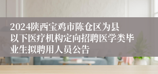 2024陕西宝鸡市陈仓区为县以下医疗机构定向招聘医学类毕业生拟聘用人员公告