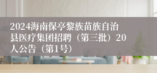 2024海南保亭黎族苗族自治县医疗集团招聘（第三批）20人公告（第1号）