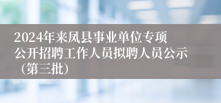 2024年来凤县事业单位专项公开招聘工作人员拟聘人员公示（第三批）