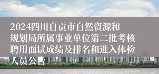 2024四川自贡市自然资源和规划局所属事业单位第二批考核聘用面试成绩及排名和进入体检人员公告