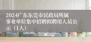 2024广东东莞市民政局所属事业单位集中招聘拟聘用人员公示（1人）