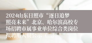 2024山东日照市“逐日追梦照亮未来”北京、哈尔滨高校专场招聘市属事业单位综合类岗位拟聘用人员公示（二）