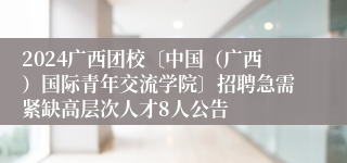 2024广西团校〔中国（广西）国际青年交流学院〕招聘急需紧缺高层次人才8人公告