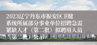 2023辽宁丹东市振安区卫健系统所属部分事业单位招聘急需紧缺人才（第二批）拟聘用人员（第二批）公示