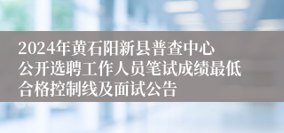 2024年黄石阳新县普查中心公开选聘工作人员笔试成绩最低合格控制线及面试公告