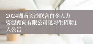 2024湖南长沙联合白金人力资源顾问有限公司见习生招聘1人公告